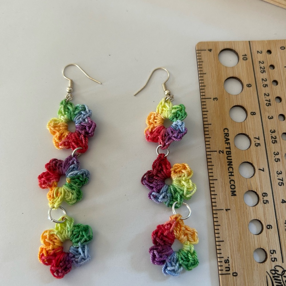 Colorful Crochet Flower Earrings